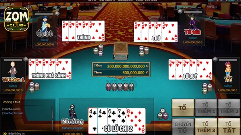 Hướng dẫn cách tính tiền trong xì tố Zomclub